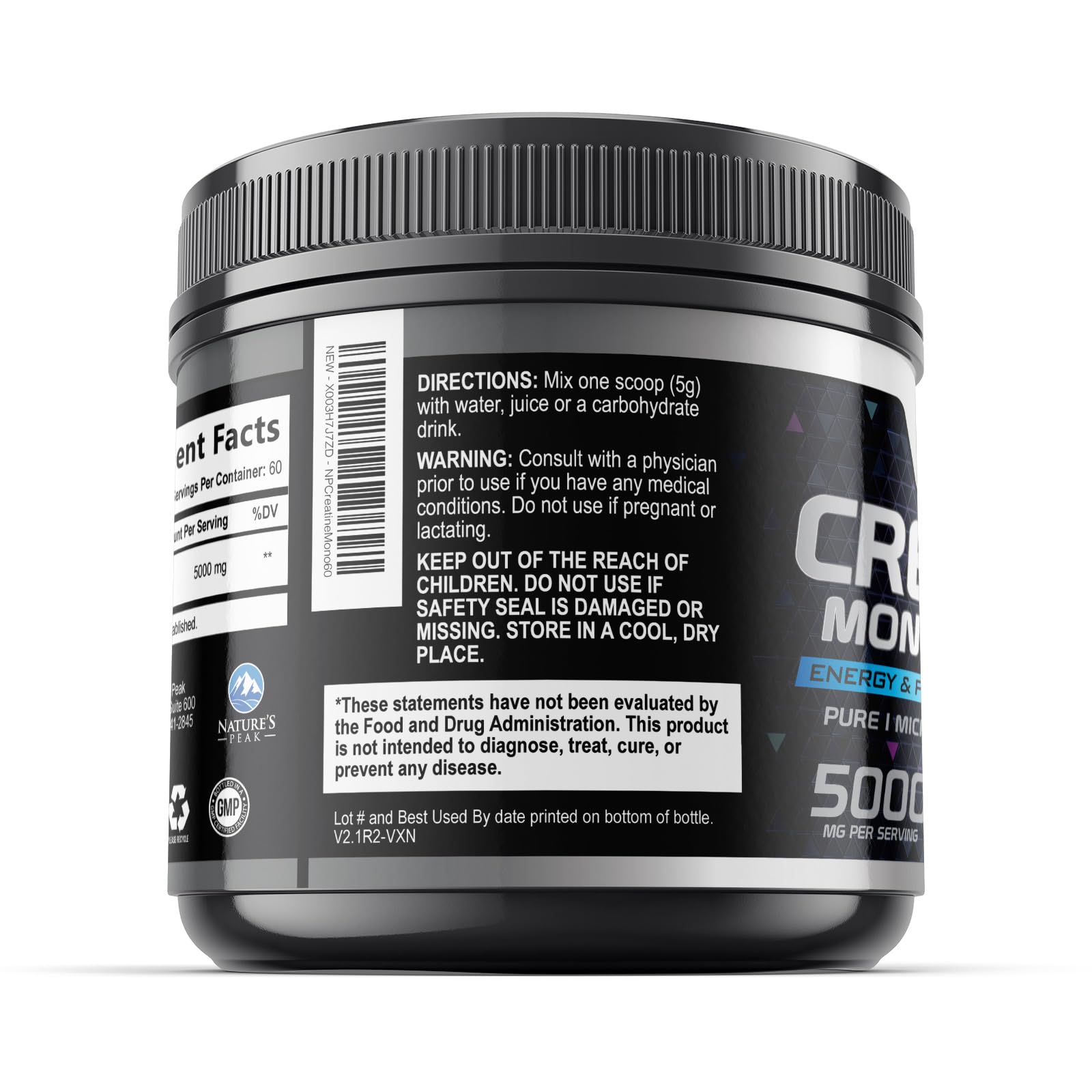 Nature's Peak Creatine Monohydrate product with measuring scoop
