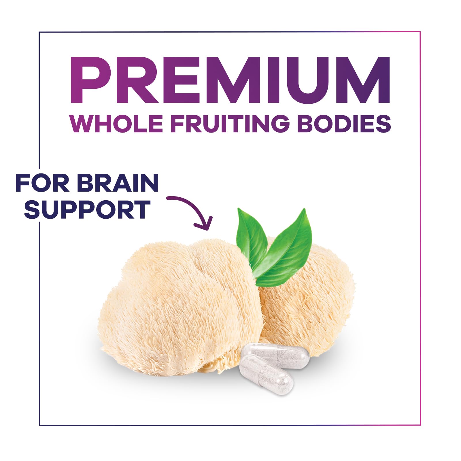 Nature's Peak Lion's Mane Mushroom Capsules 1000mg in natural setting