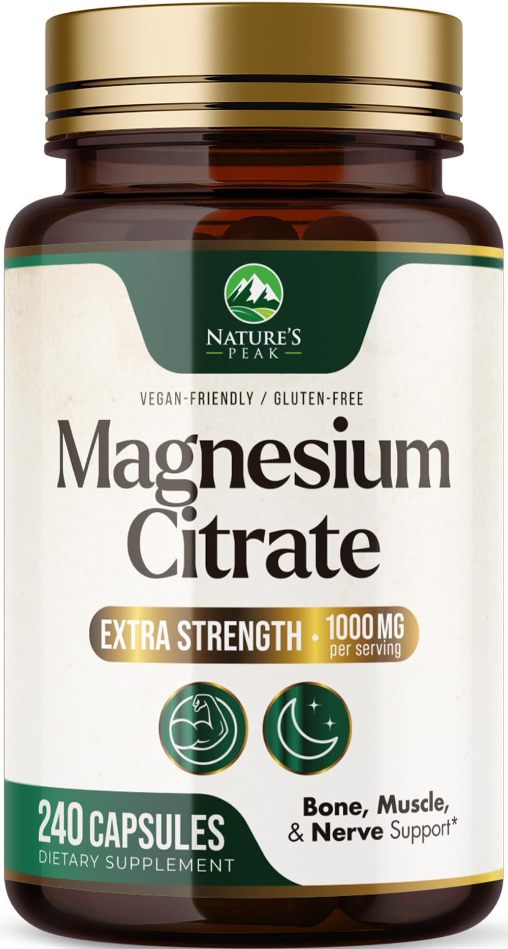Nature's Peak Magnesium Citrate Supplement 1000mg front view
