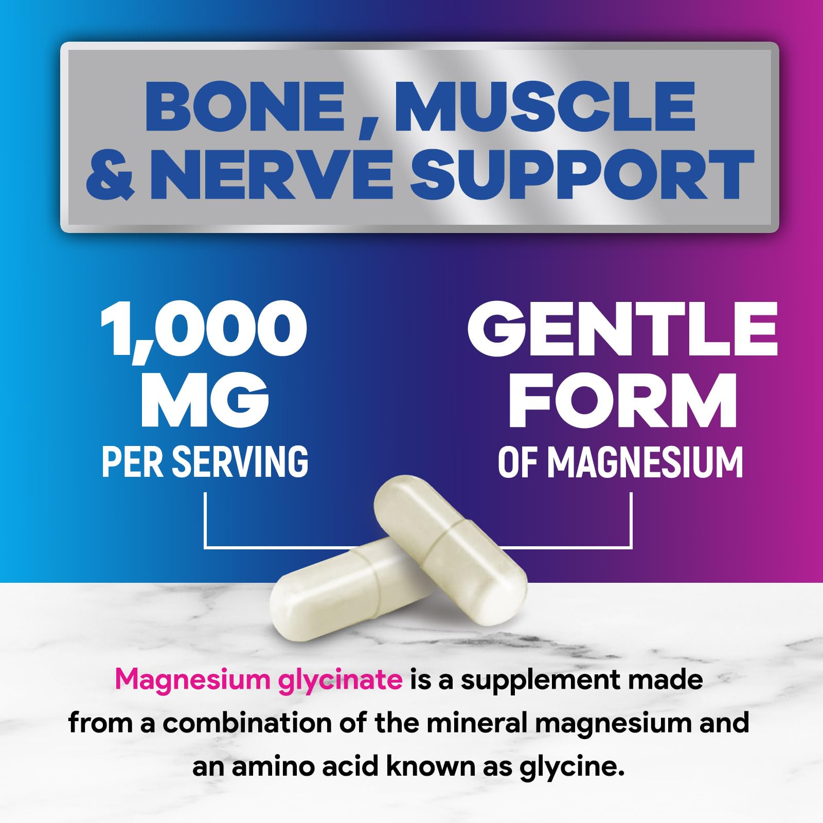 Nature's Peak Magnesium Glycinate 1000mg capsules with packaging