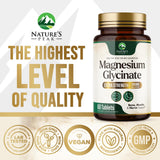 Nature's Peak Magnesium Glycinate 500mg Capsules on a wooden table