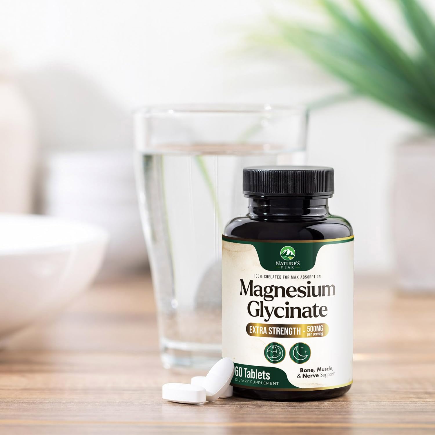 Nature's Peak Magnesium Glycinate 500mg Capsules packaging details