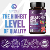 Nature's Peak Melatonin 10mg chewable tablets in a lifestyle setting