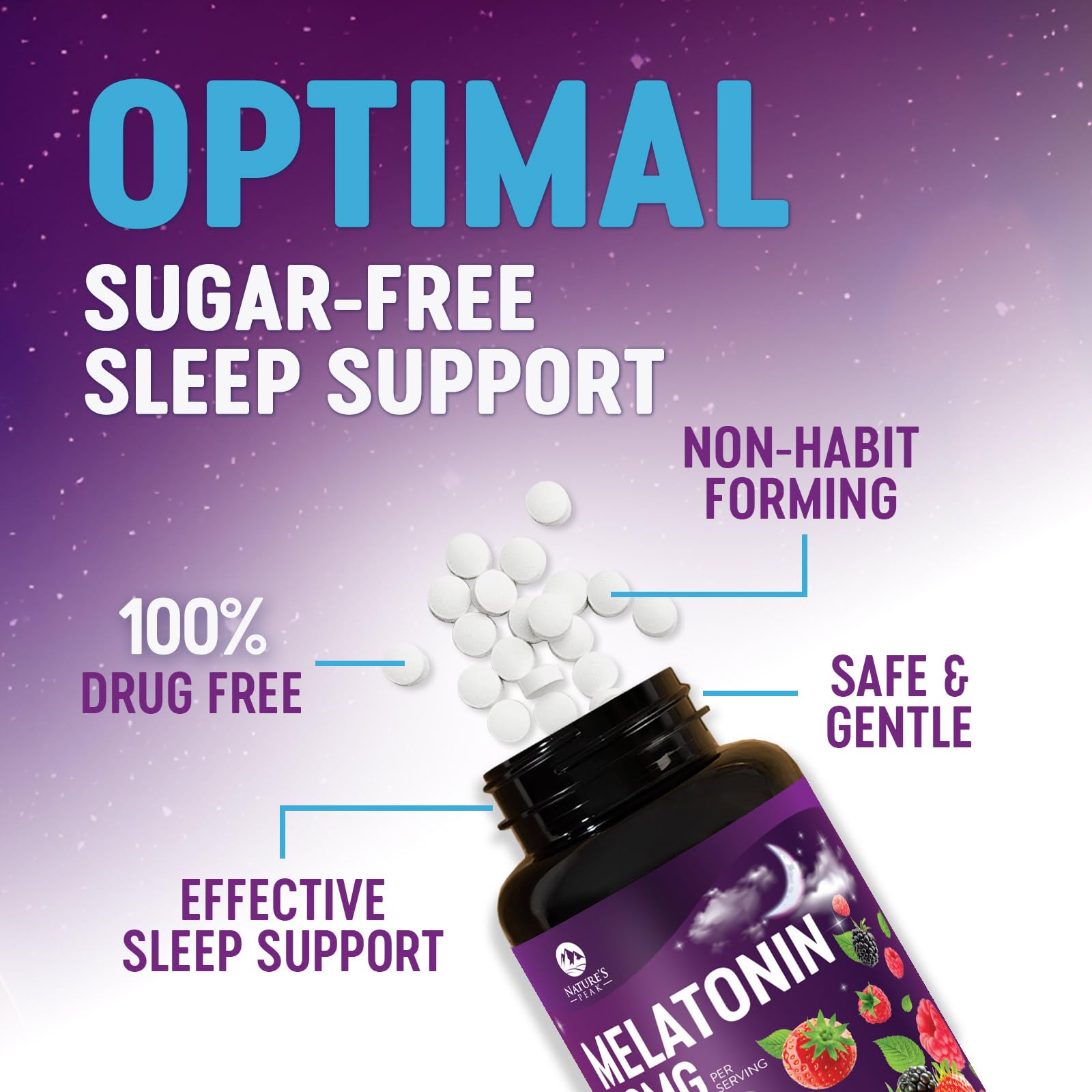 Nature's Peak Melatonin 10mg chewable tablets packaging