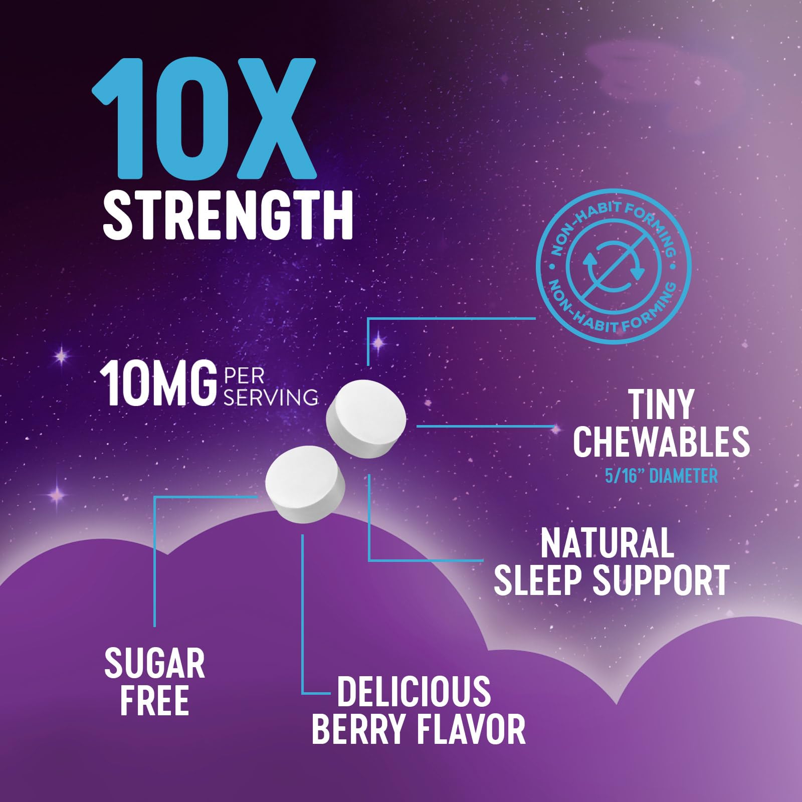 Nature's Peak Melatonin 10mg chewable tablets side view