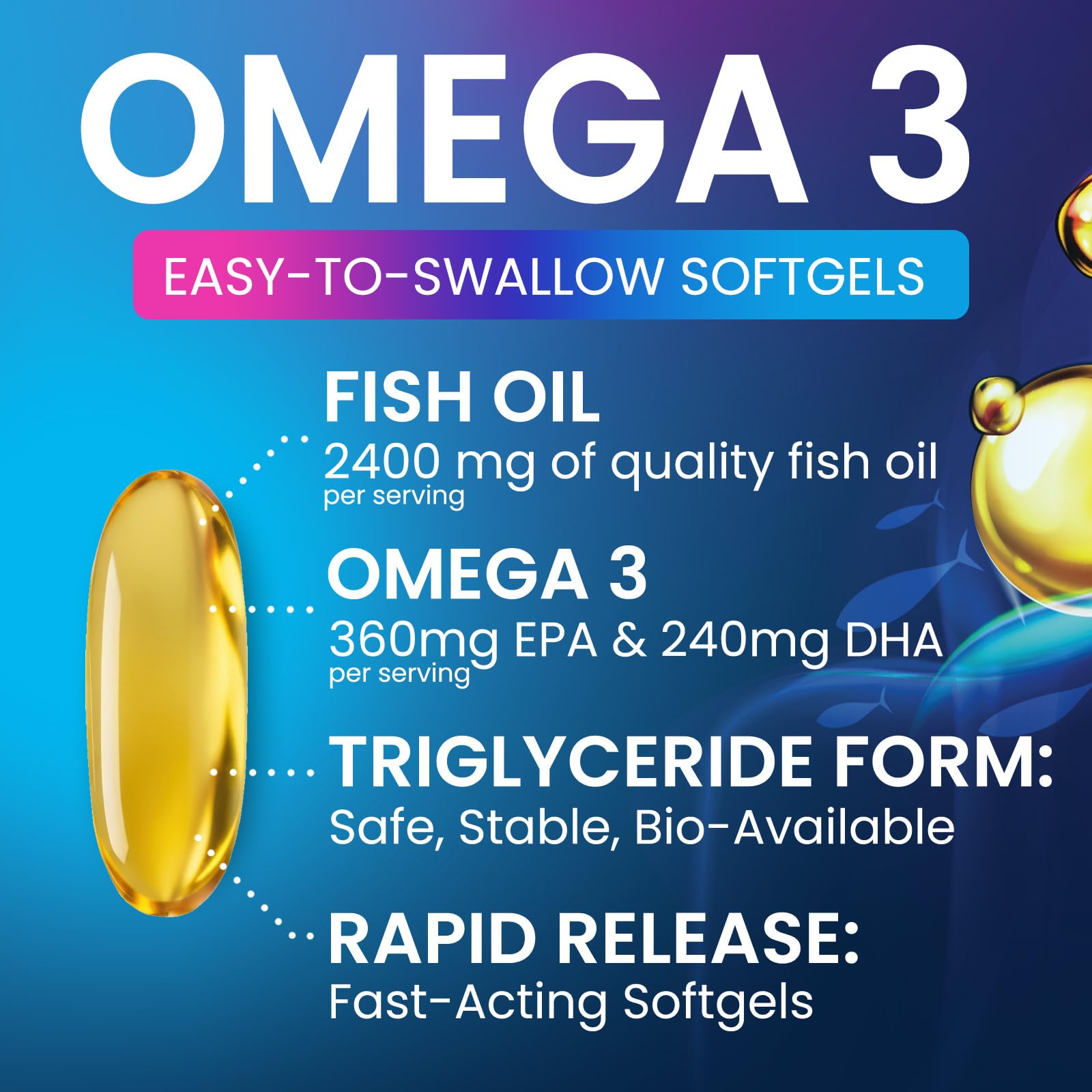 Nature's Peak Omega-3 Fish Oil softgel bottle side view