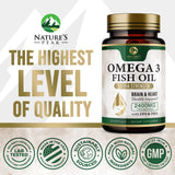 Nature's Peak Omega 3 Fish Oil Supplement 2400mg softgel close-up
