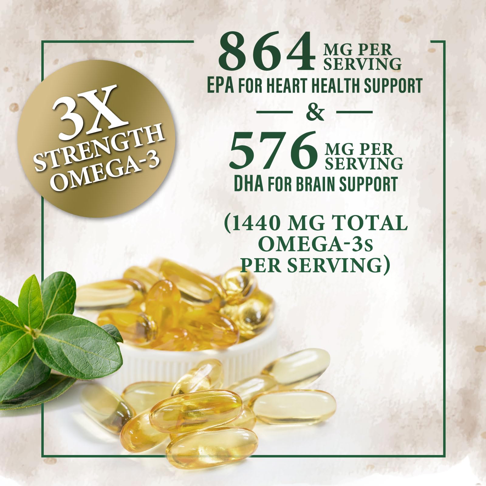 Nature's Peak Omega 3 Fish Oil Supplement 2400mg softgels in bottle