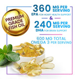 Nature's Peak Omega-3 Fish Oil Triple Strength 2400mg softgel capsules on a table