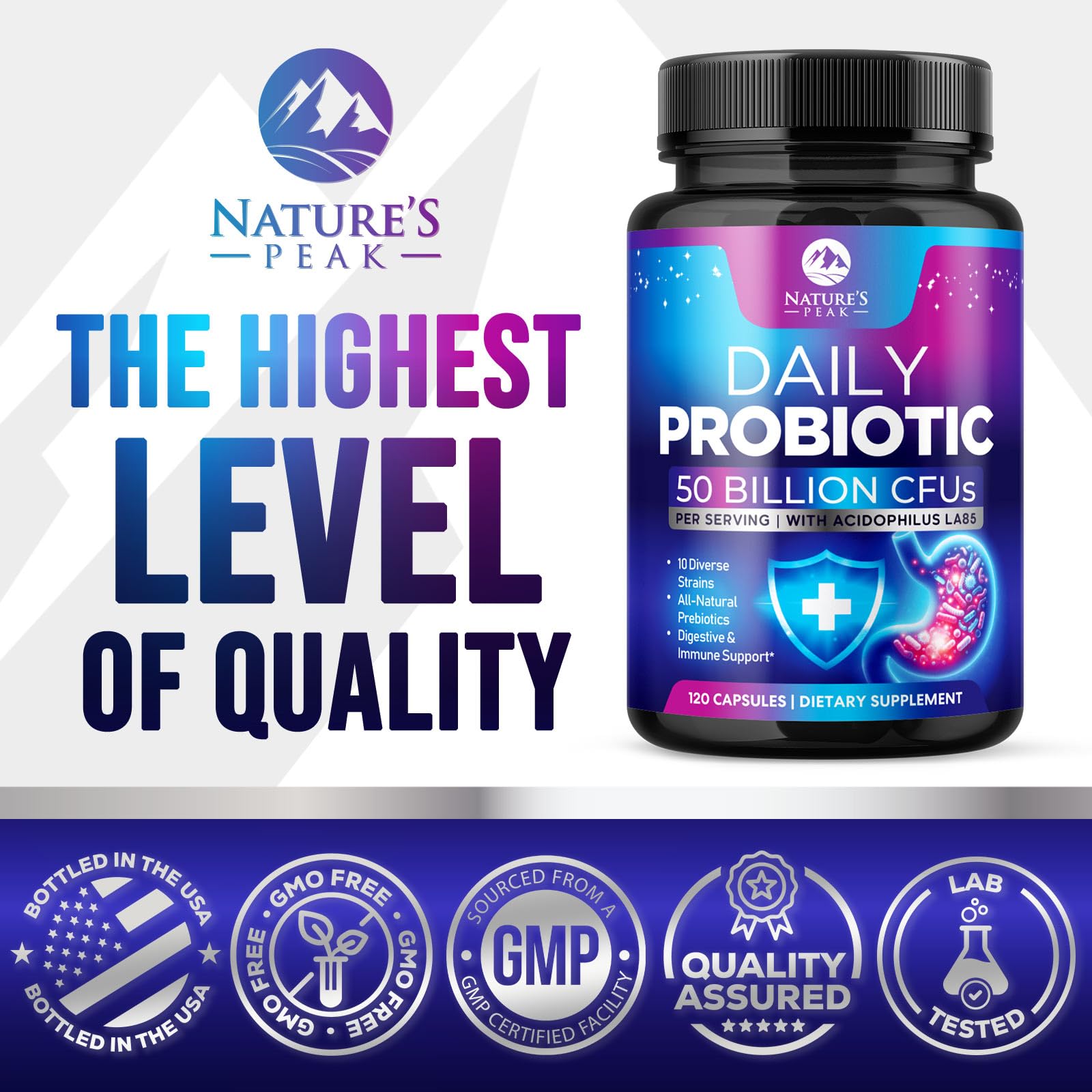 Nature's Peak Prebiotic Supplement capsule detail