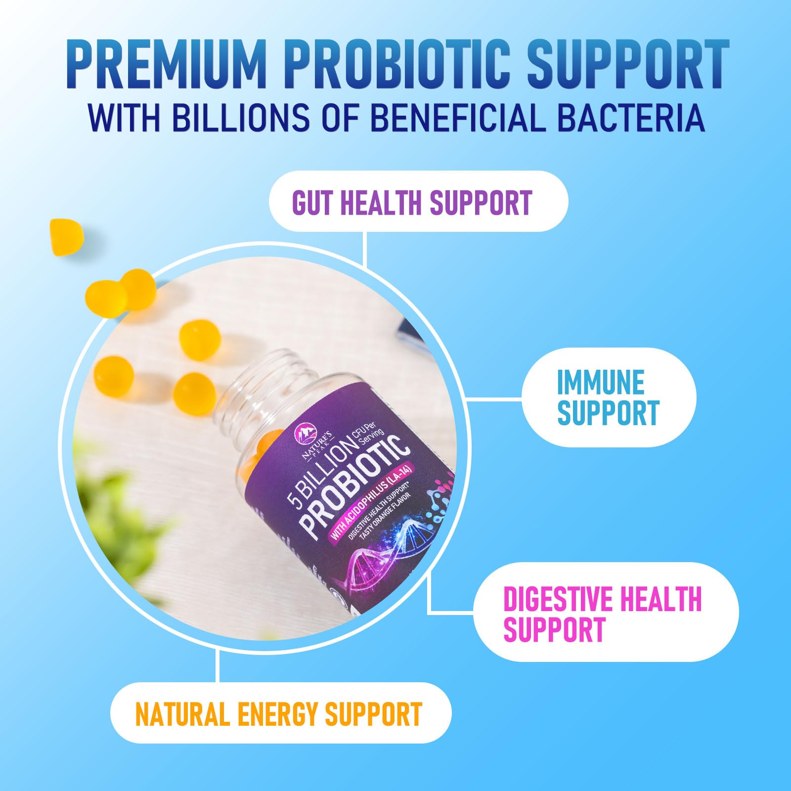 Nature's Peak Probiotic Gummies in a lifestyle setting