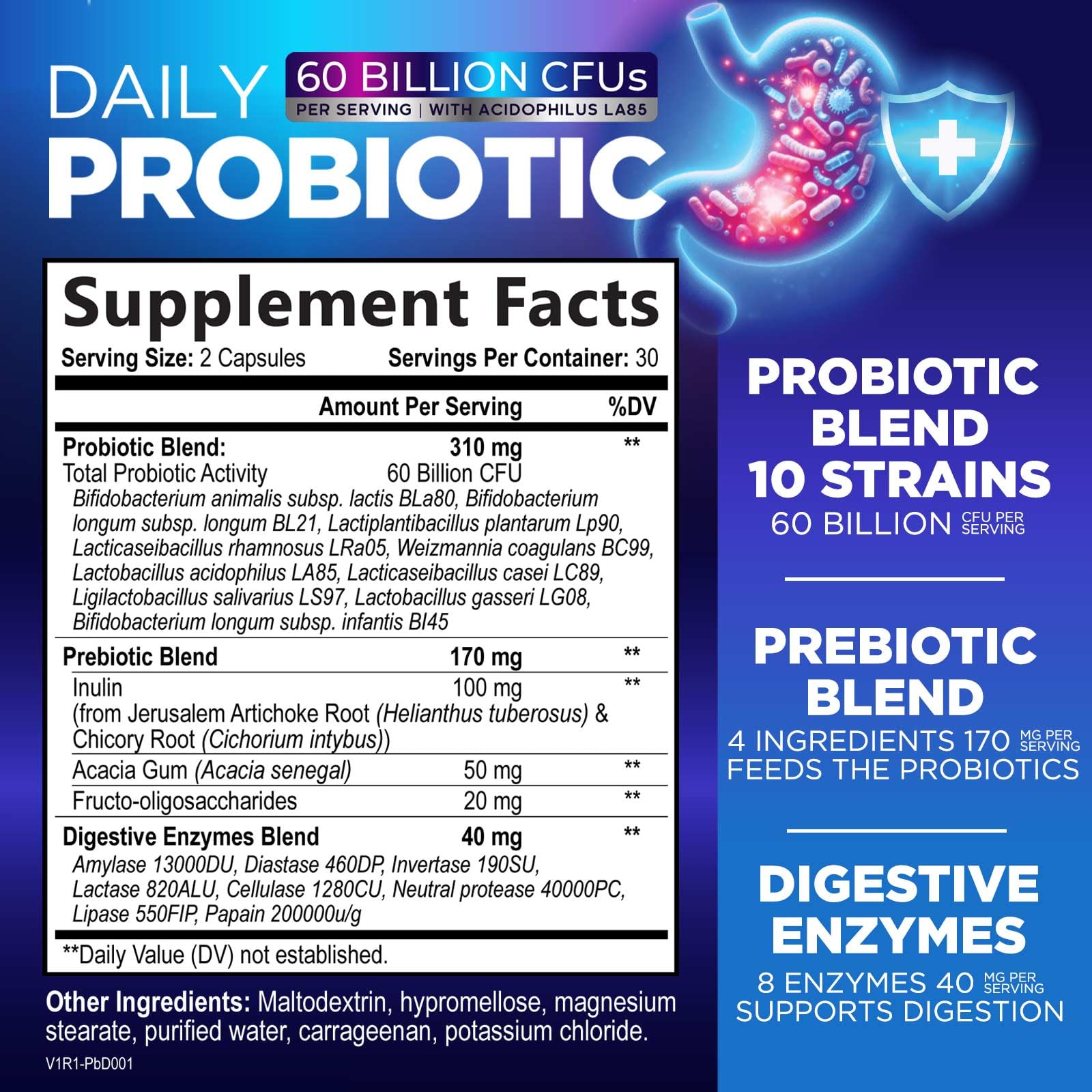 Nature's Peak Probiotic Supplement 50g bottle side view