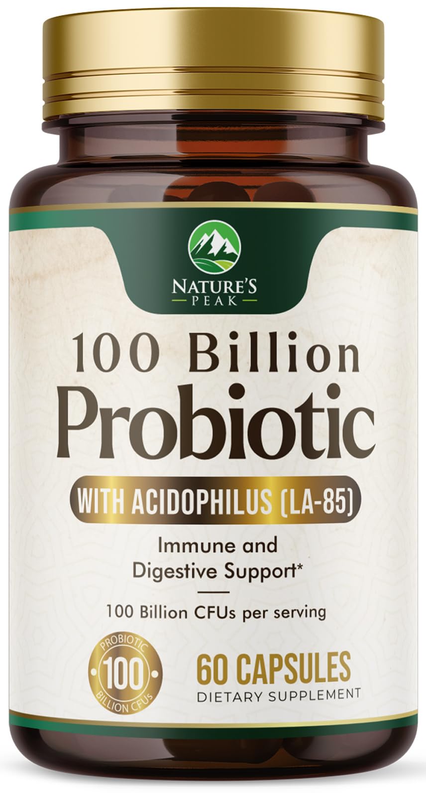 Nature's Peak Probiotics 100 Billion CFU front view