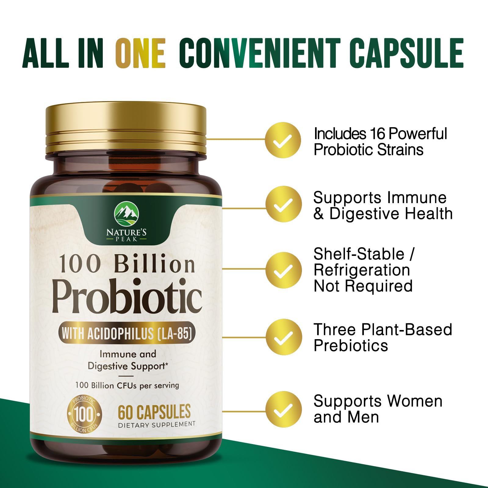 Nature's Peak Probiotics 100 Billion CFU nutritional facts