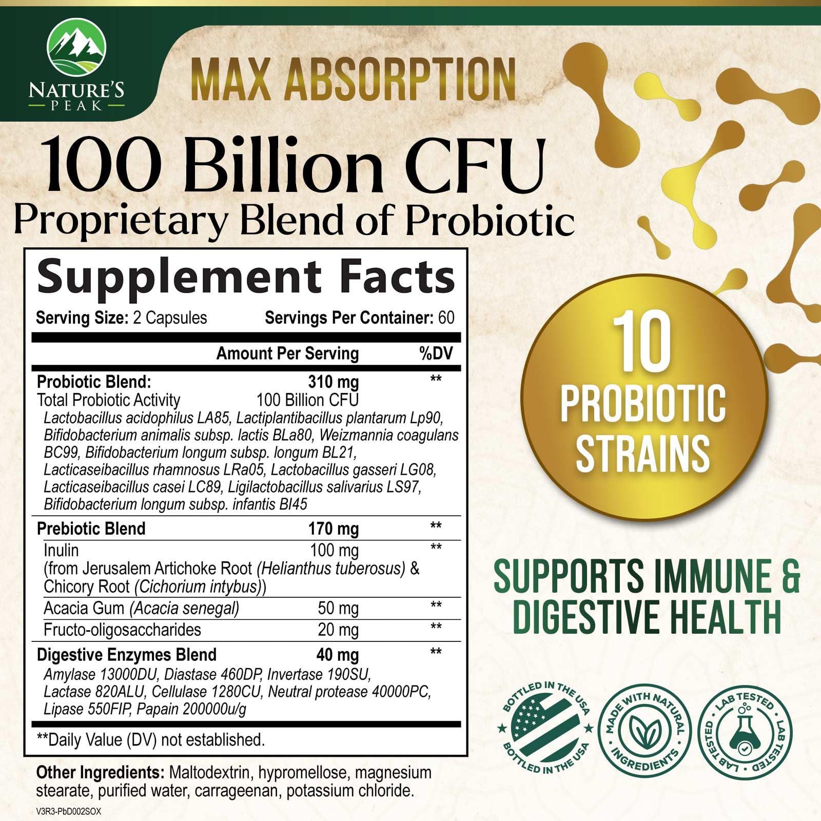 Nature's Peak Probiotics for Women bottle side view
