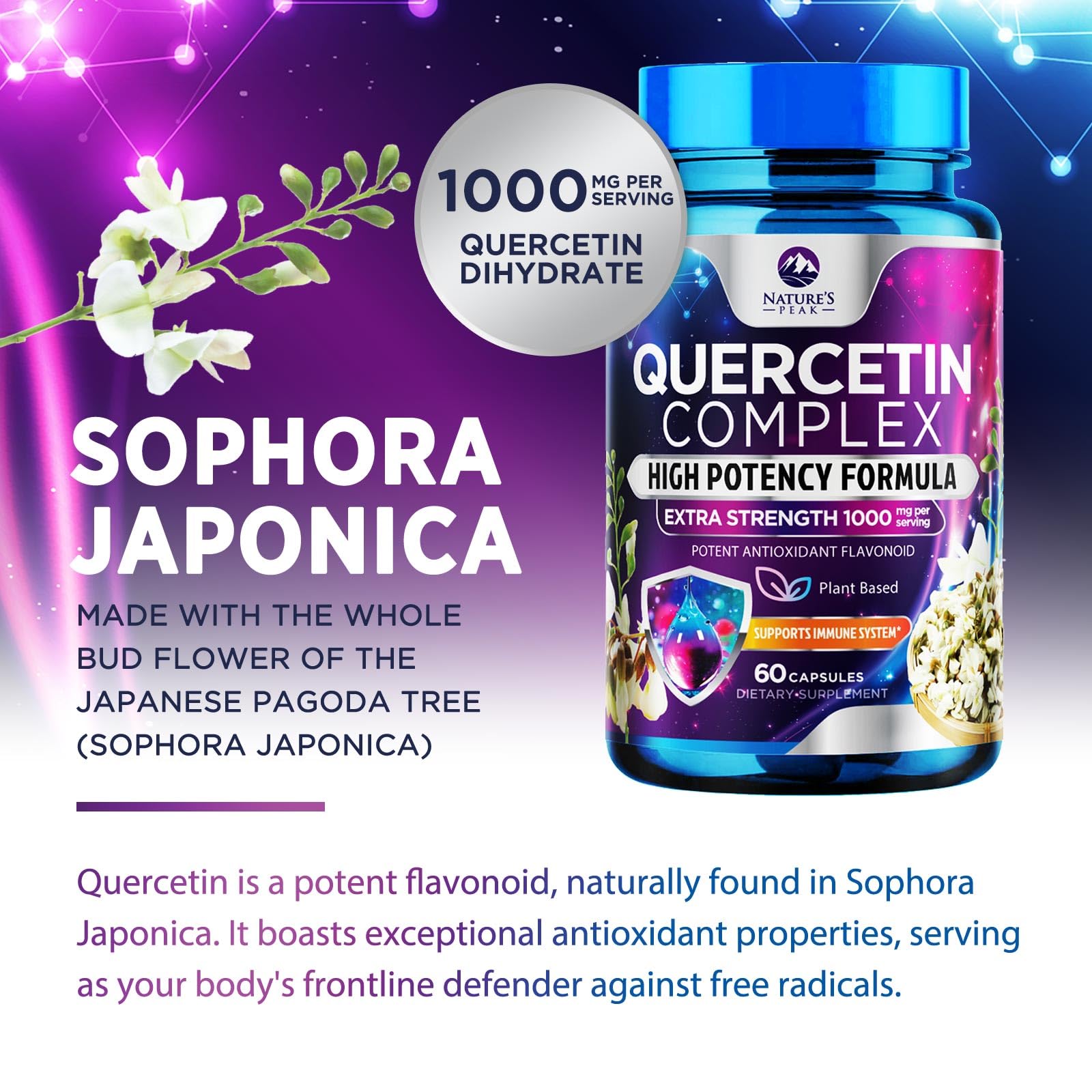 Nature's Peak Quercetin Dihydrate Capsules 1000mg ingredients list