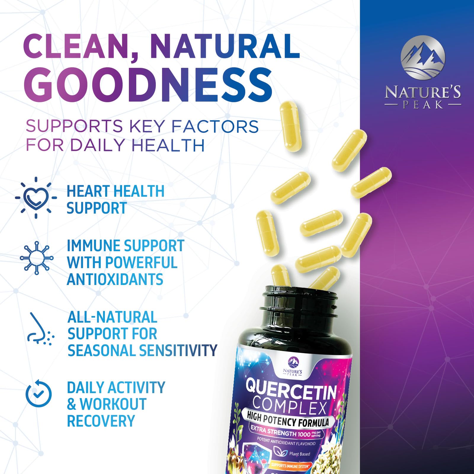 Nature's Peak Quercetin Dihydrate Capsules 1000mg with measuring spoon