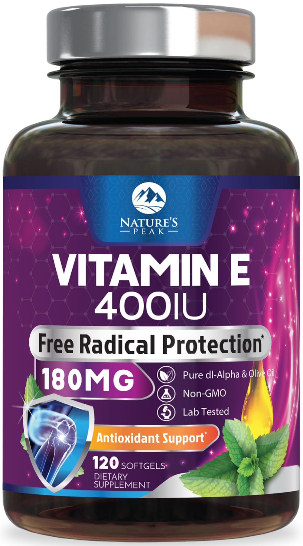 Nature's Peak Vitamin E Softgels 180mg front view