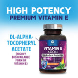 Nature's Peak Vitamin E Softgels 180mg on a wooden table