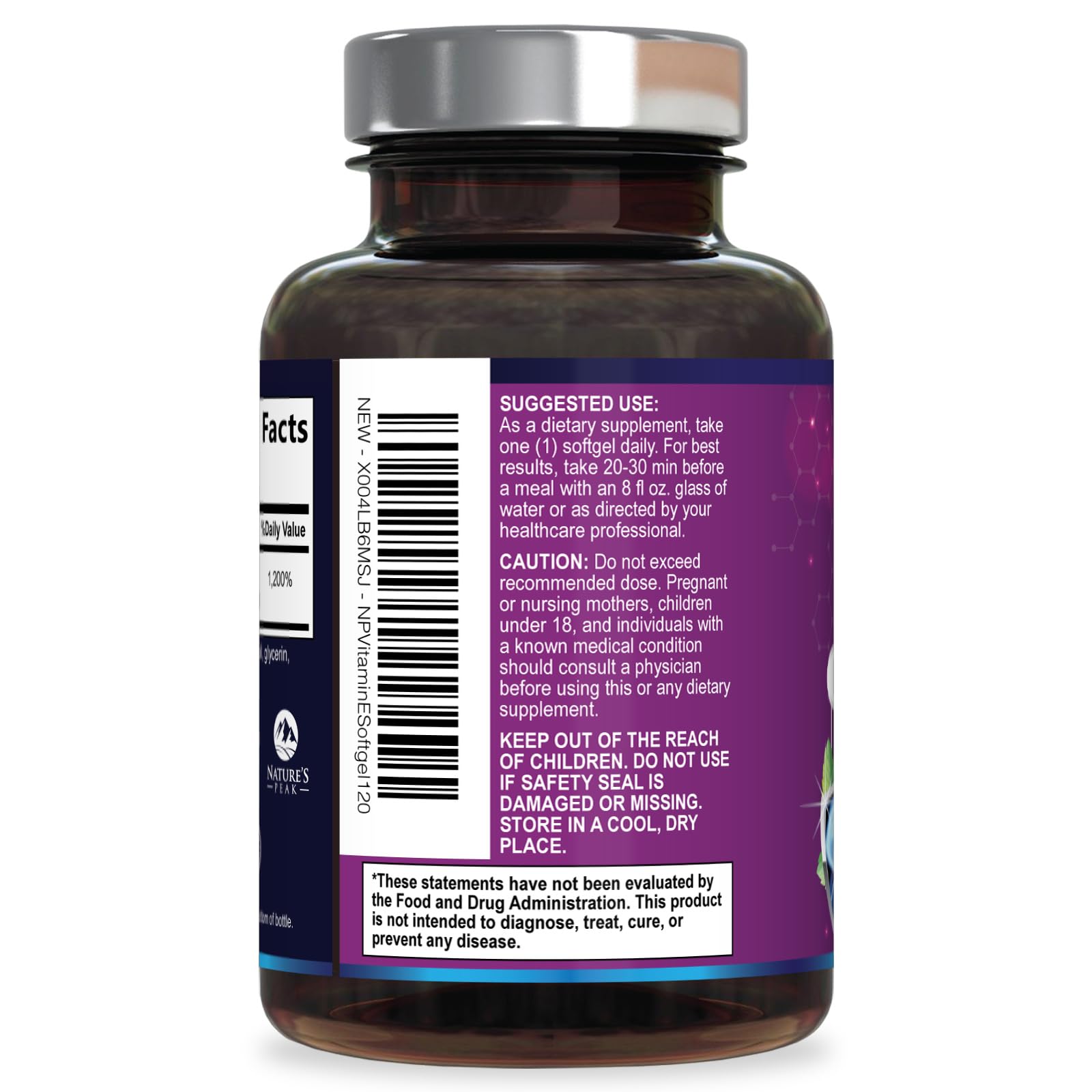 Nature's Peak Vitamin E Softgels 180mg softgel opened