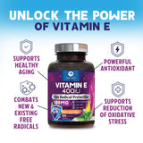 Nature's Peak Vitamin E Softgels 180mg with a measuring spoon