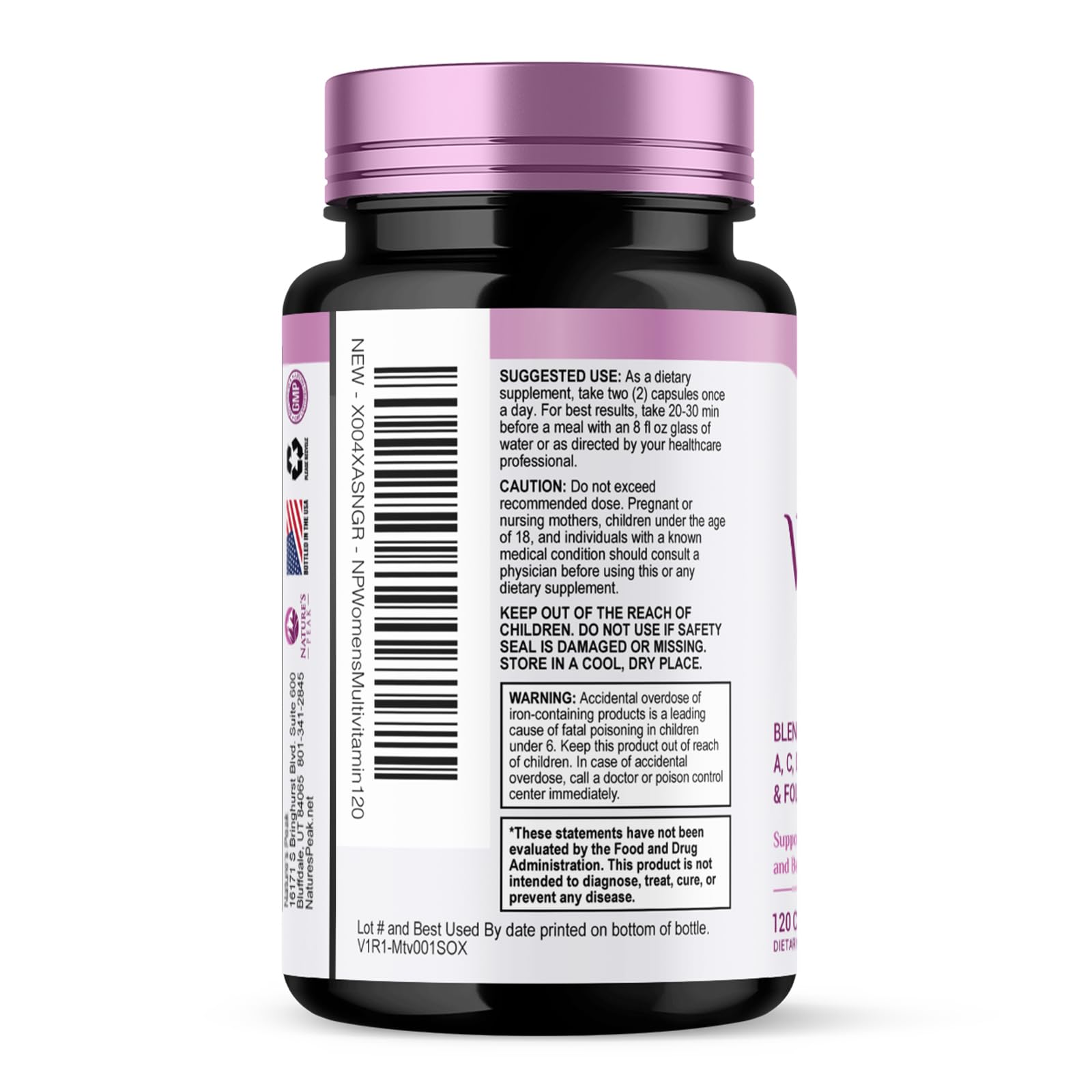 Nature's Peak Women's Daily Multivitamin displayed with other health supplements