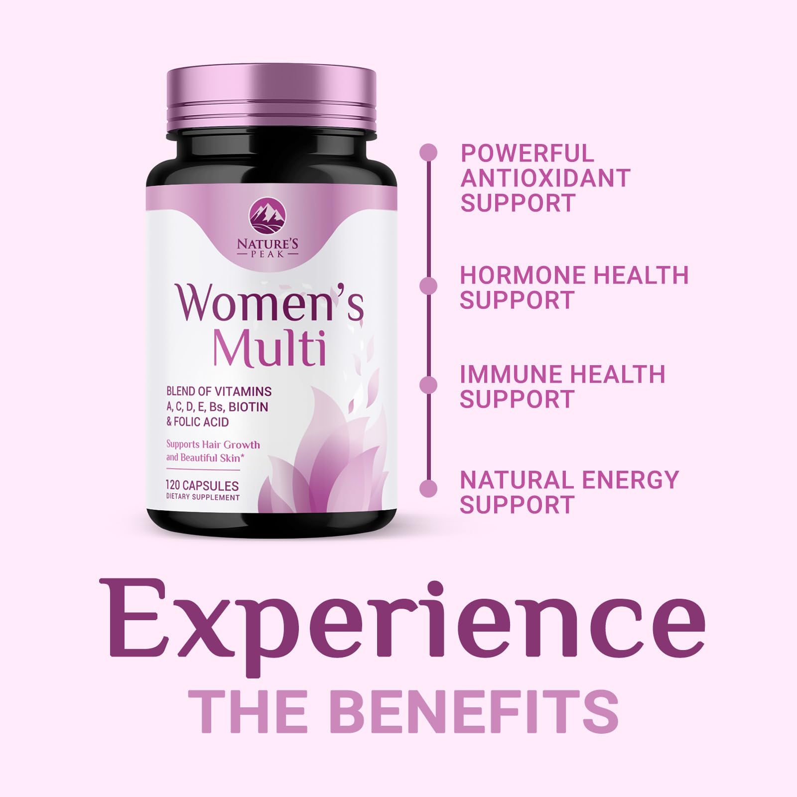 Nature's Peak Women's Daily Multivitamin ingredients list on the label