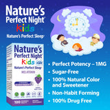 Nature's Perfect Night Kids Melatonin 1mg chewable tablets bottle with label