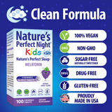 Nature's Perfect Night Kids Melatonin 1mg chewable tablets on a wooden table