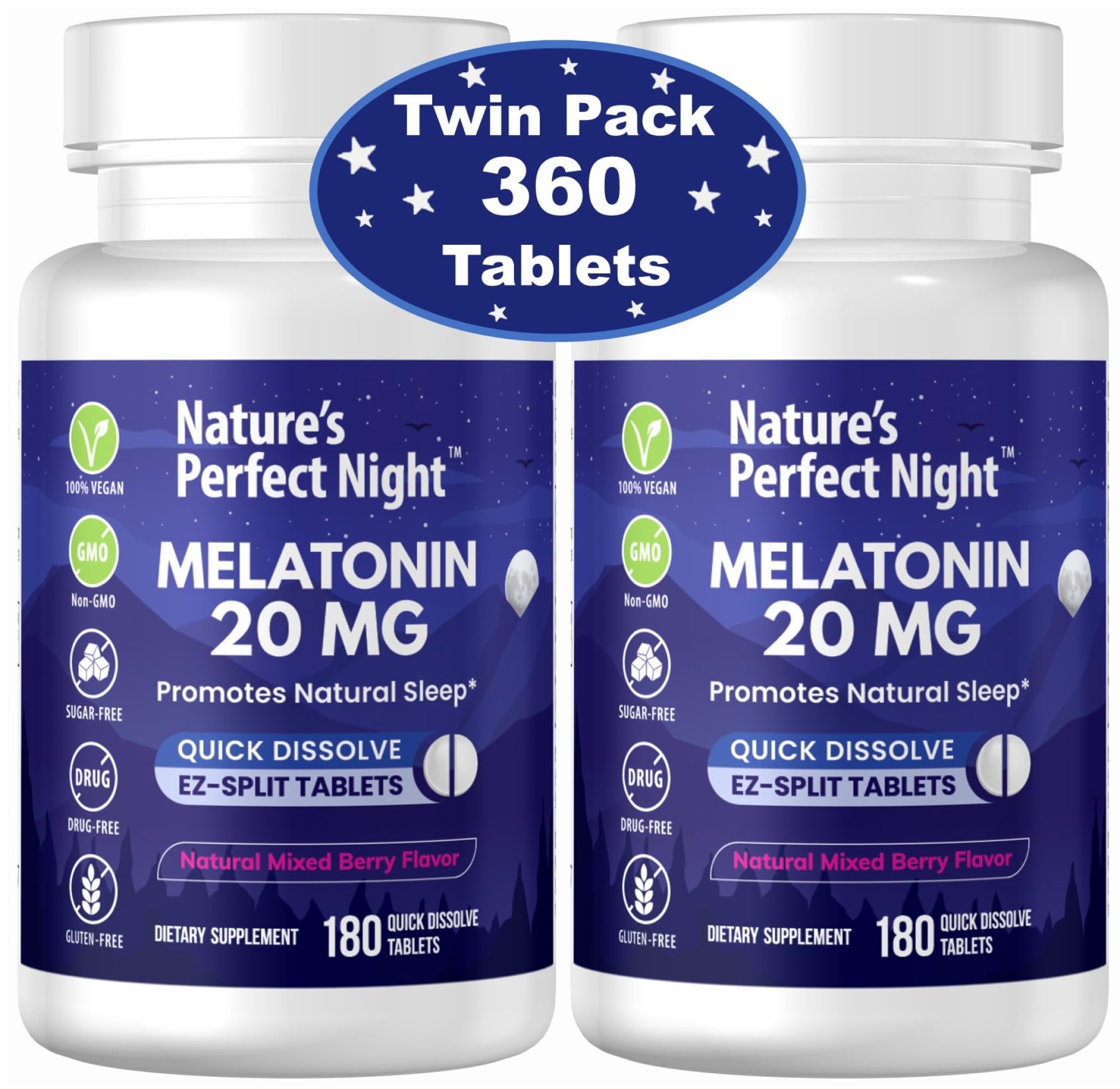Nature's Perfect Night Melatonin Sleep Tablets 20mg front view