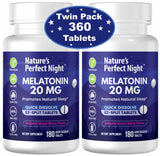 Nature's Perfect Night Melatonin Sleep Tablets 20mg front view