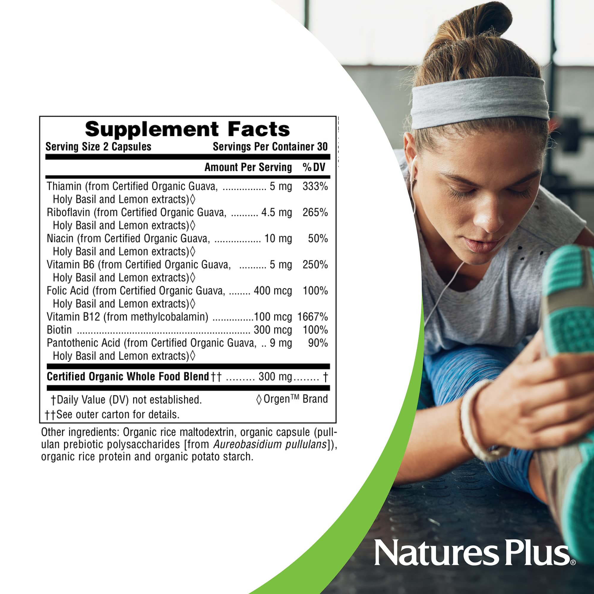 Nature's Plus B-Complex ingredients list on the back