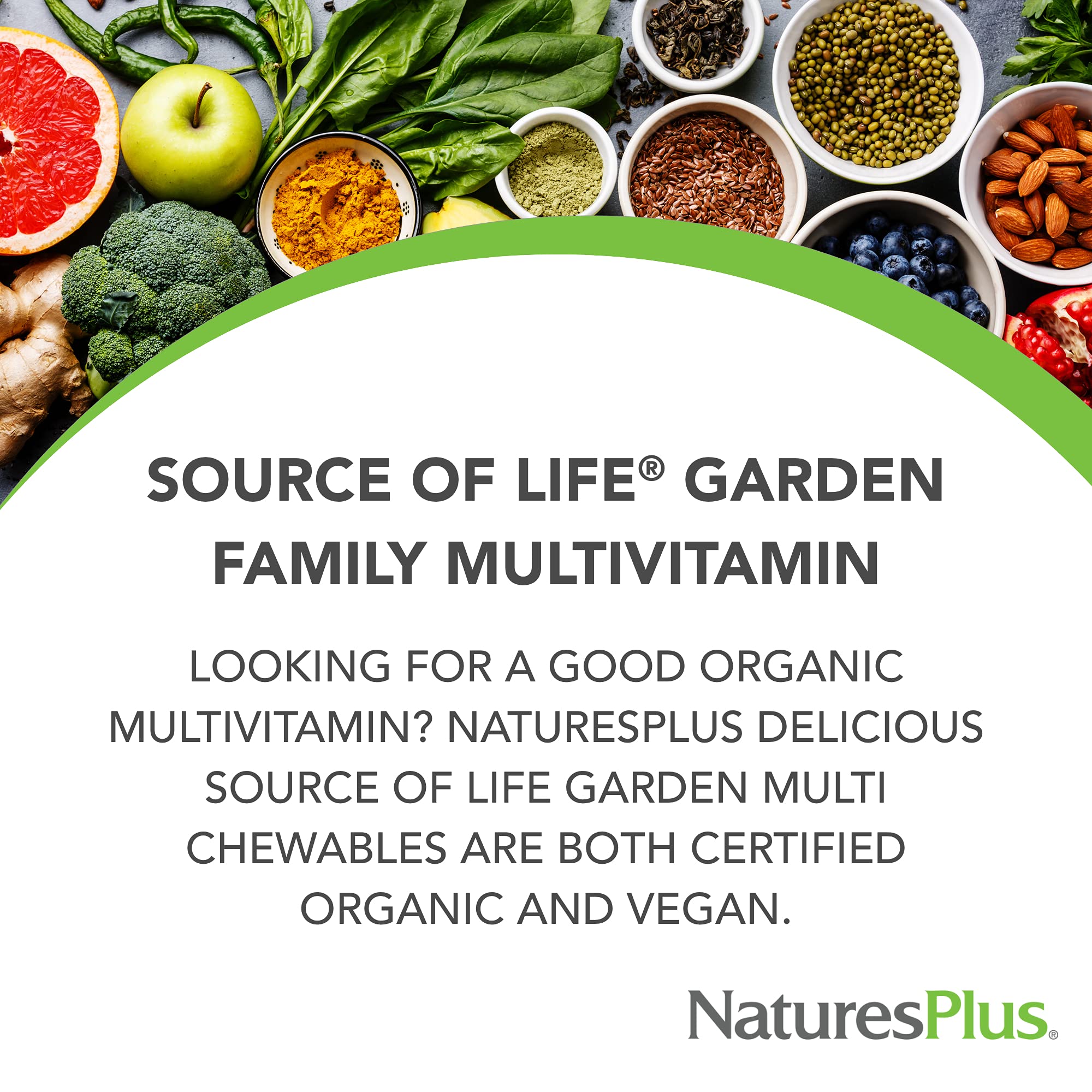 Nature's Plus Family Multivitamin Chewables back view showing nutritional information
