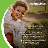 Nature's Plus GI Natural Probiotic Kids Chewables back view with ingredients