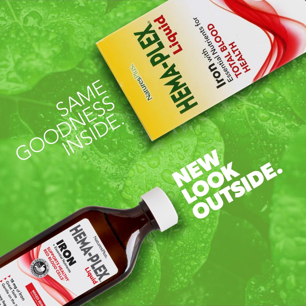 Nature's Plus Hema-Plex Liquid Iron 250g back label showing ingredients