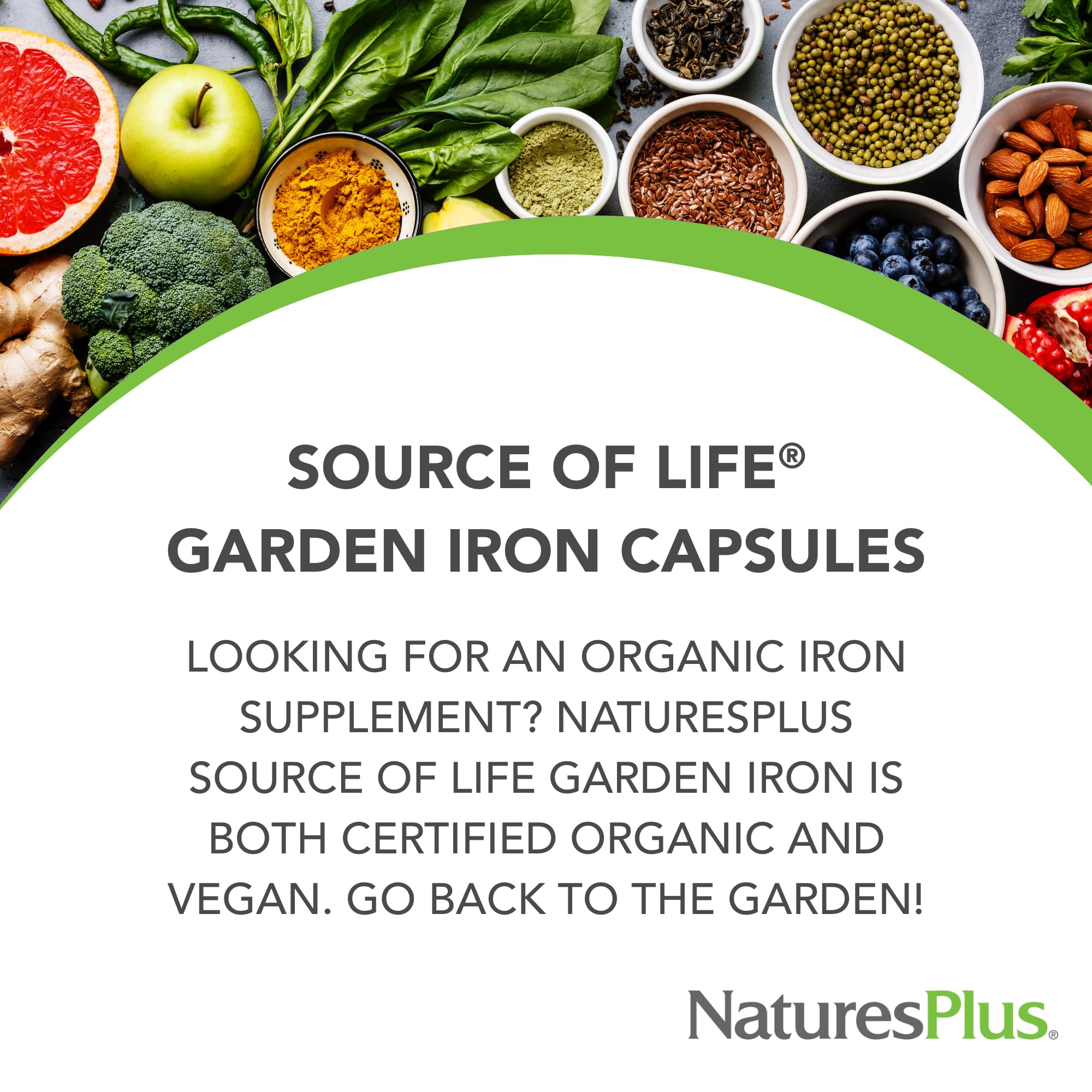 Nature's Plus Source of Life Garden Iron 18mg capsules back label