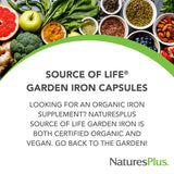 Nature's Plus Source of Life Garden Iron 18mg capsules back label