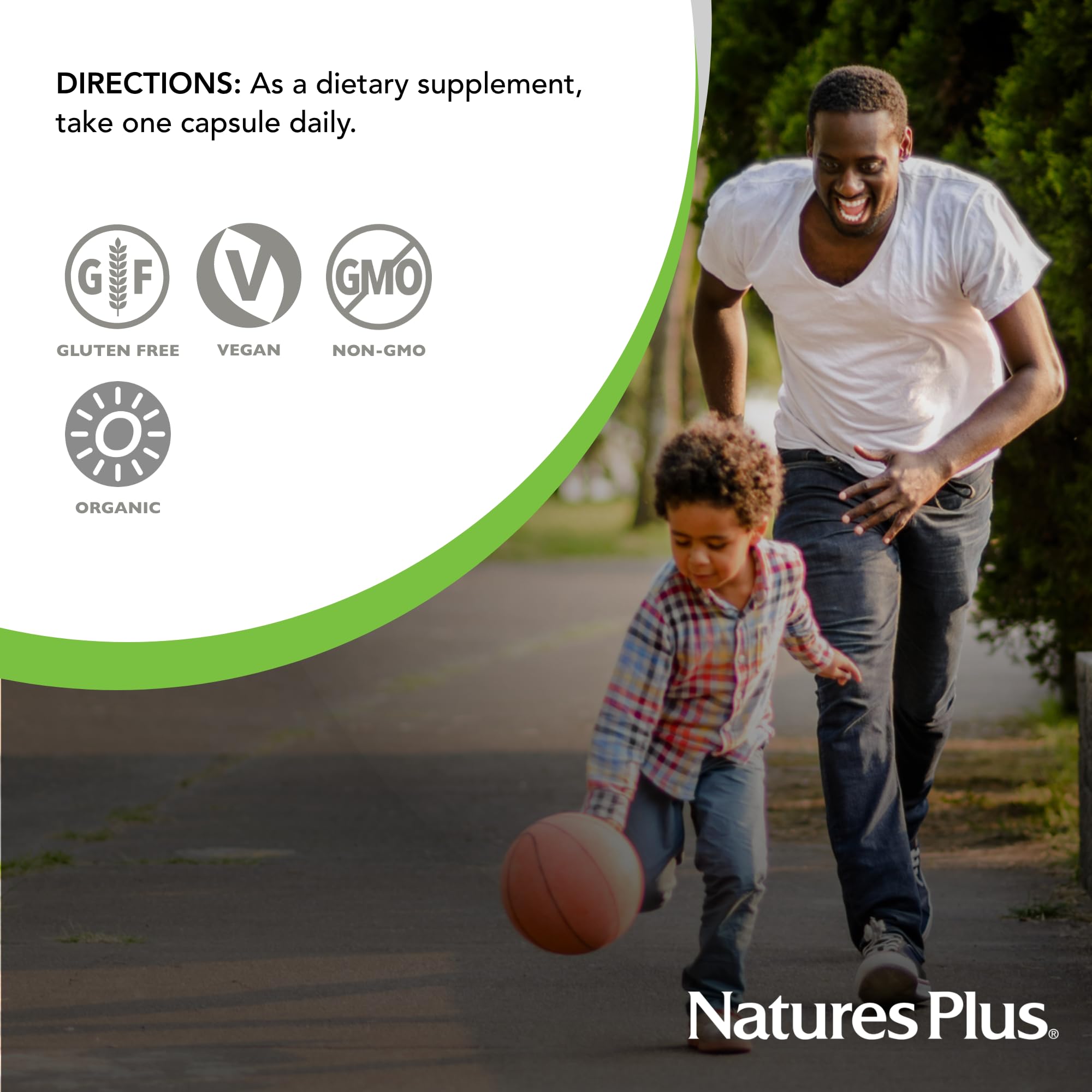 Nature's Plus Source of Life Garden Iron 18mg capsules on a wooden table