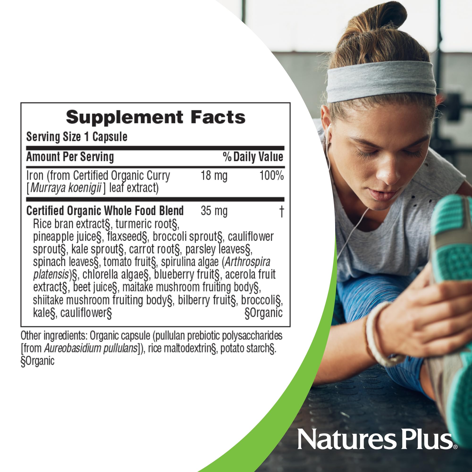 Nature's Plus Source of Life Garden Iron 18mg capsules with organic extracts