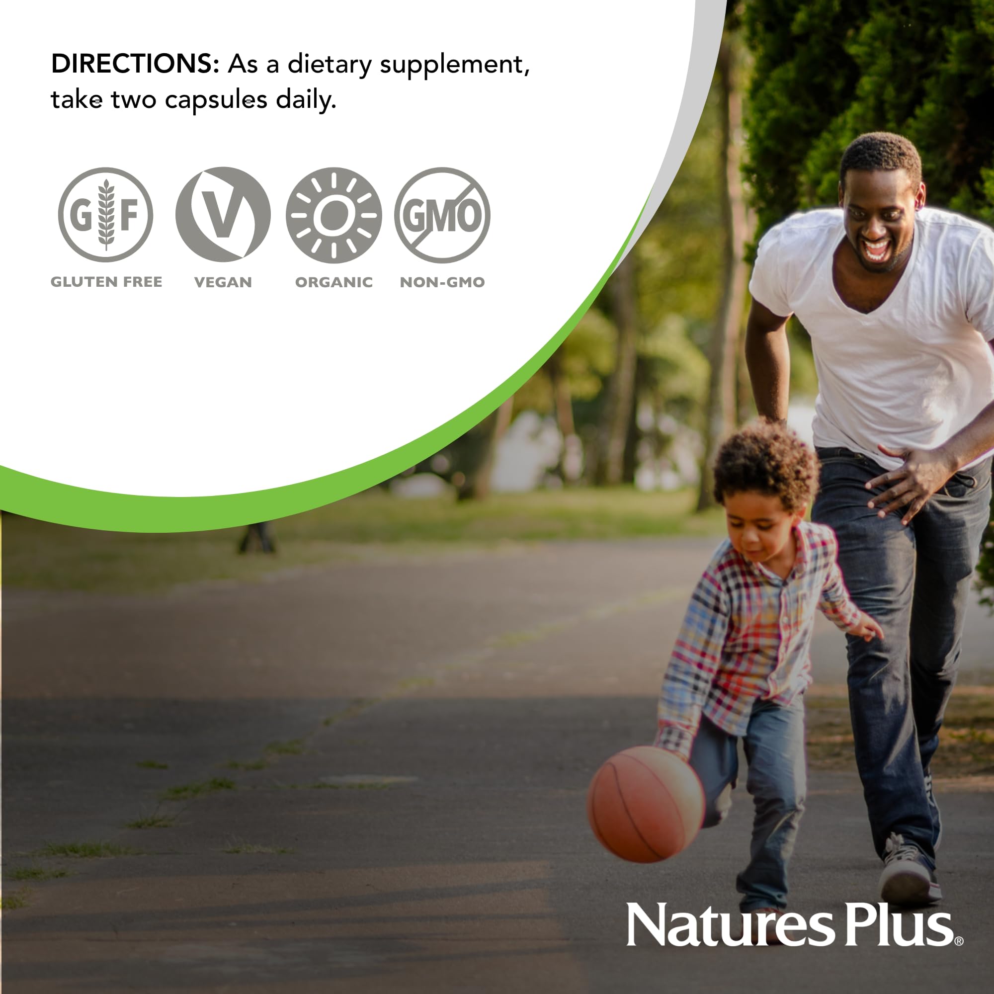 Nature's Plus Source of Life Garden Vitamin D3 5000 IU capsule bottle with a green background