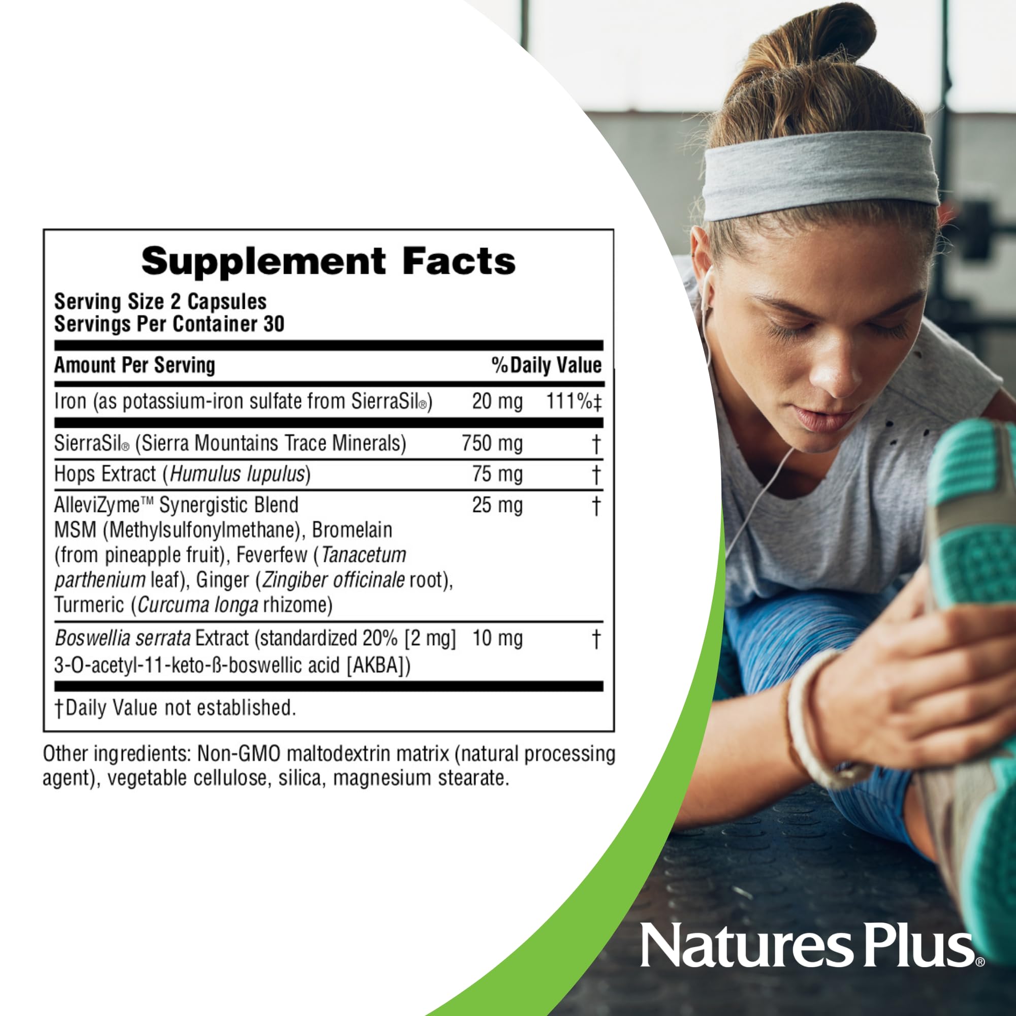 Nature's Plus Ultra InflamActin Turmeric Supplement capsules on a surface