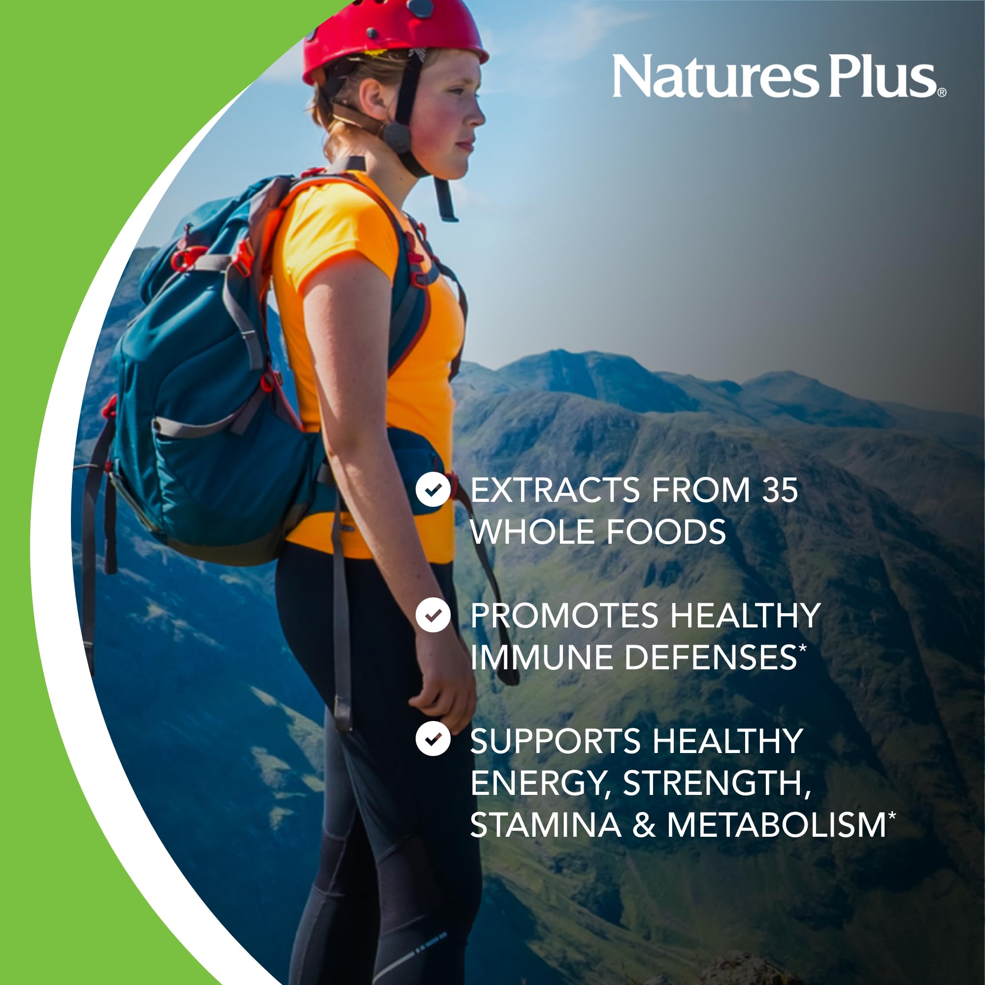 Nature's Plus Women’s Multivitamin bottle on a wooden table