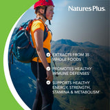 Nature's Plus Women’s Multivitamin bottle on a wooden table