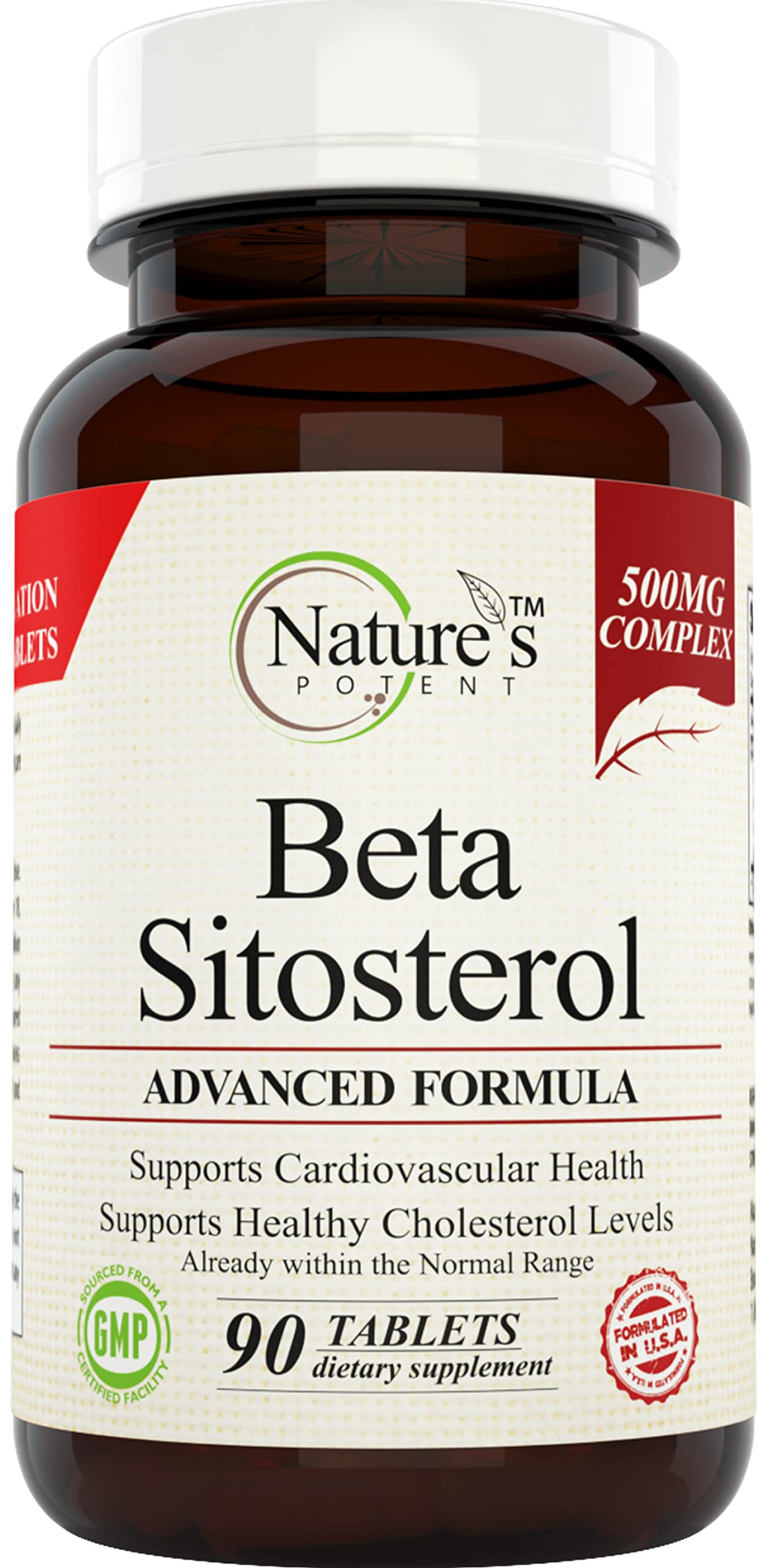 Nature's Potent Beta-Sitosterol 500mg capsules front view