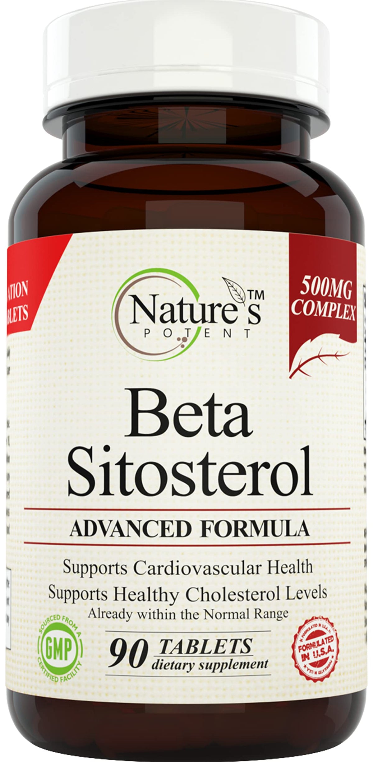 Nature's Potent Beta-Sitosterol 500mg capsules front view
