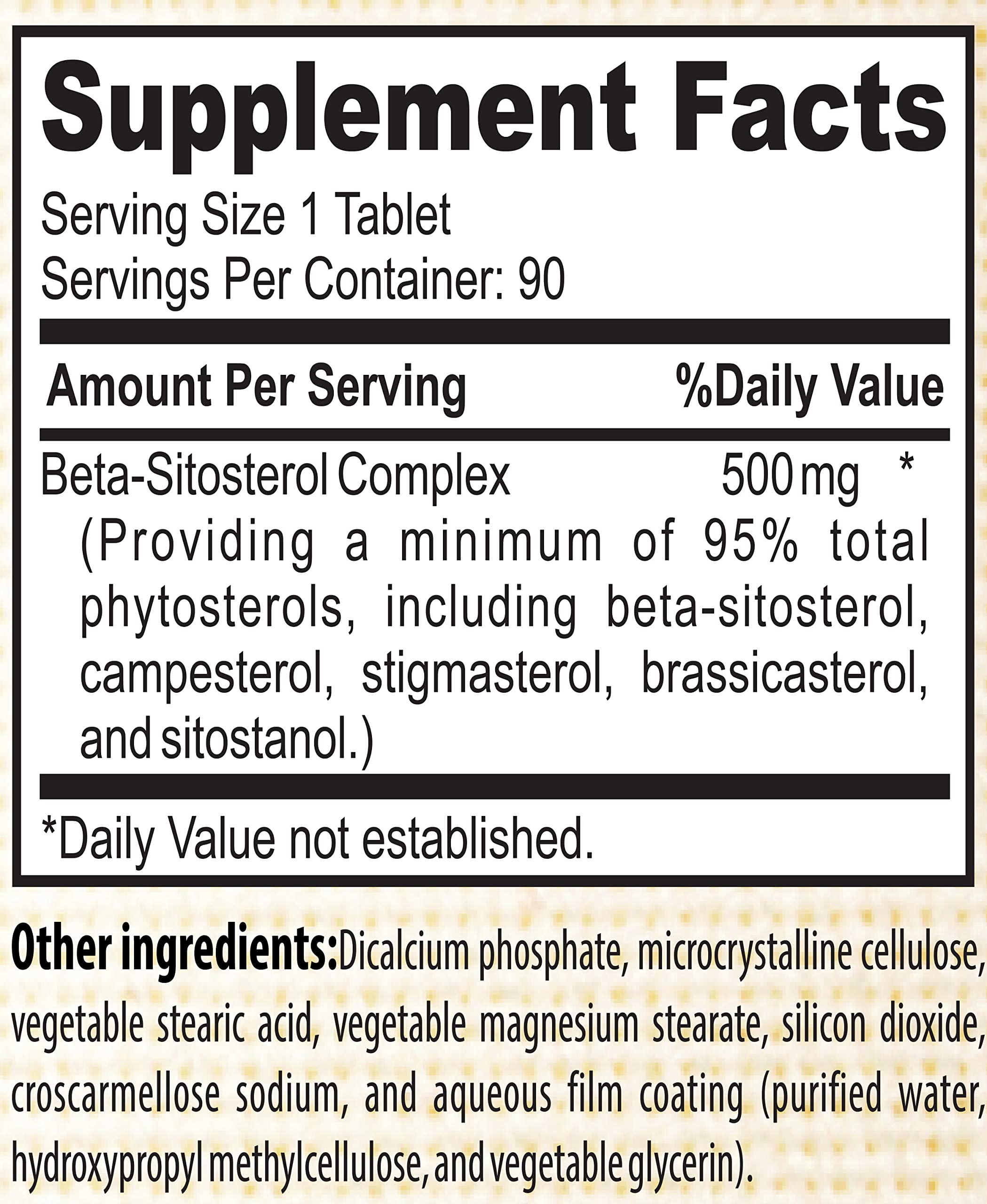 Nature's Potent Beta-Sitosterol 500mg capsules with dosage details