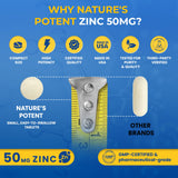 Nature's Potent Zinc Supplement 50mg bottle side view