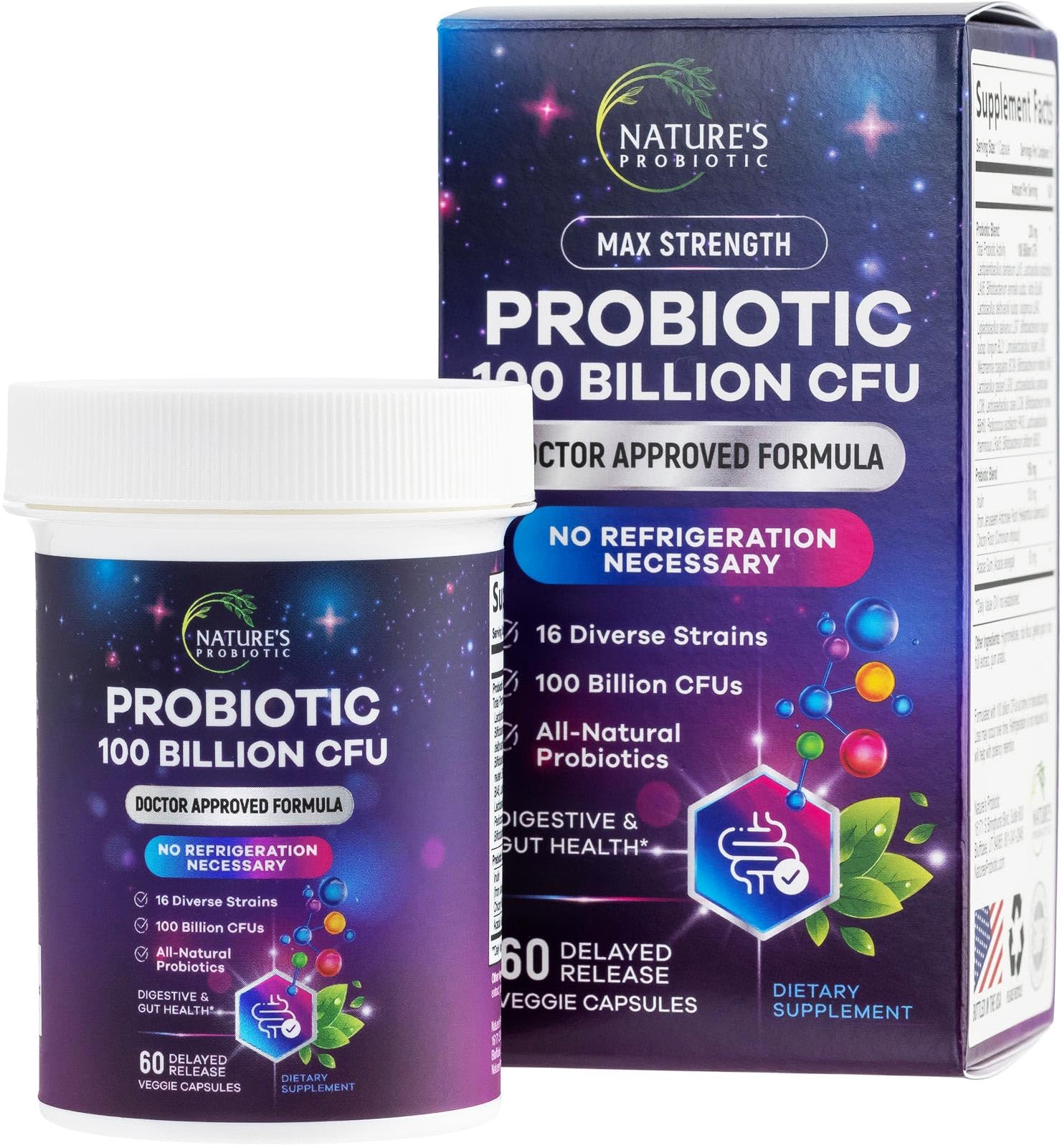 Nature's Probiotic Max Strength Probiotic Capsules front view