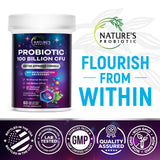 Nature's Probiotic Max Strength Probiotic Capsules with measuring spoon