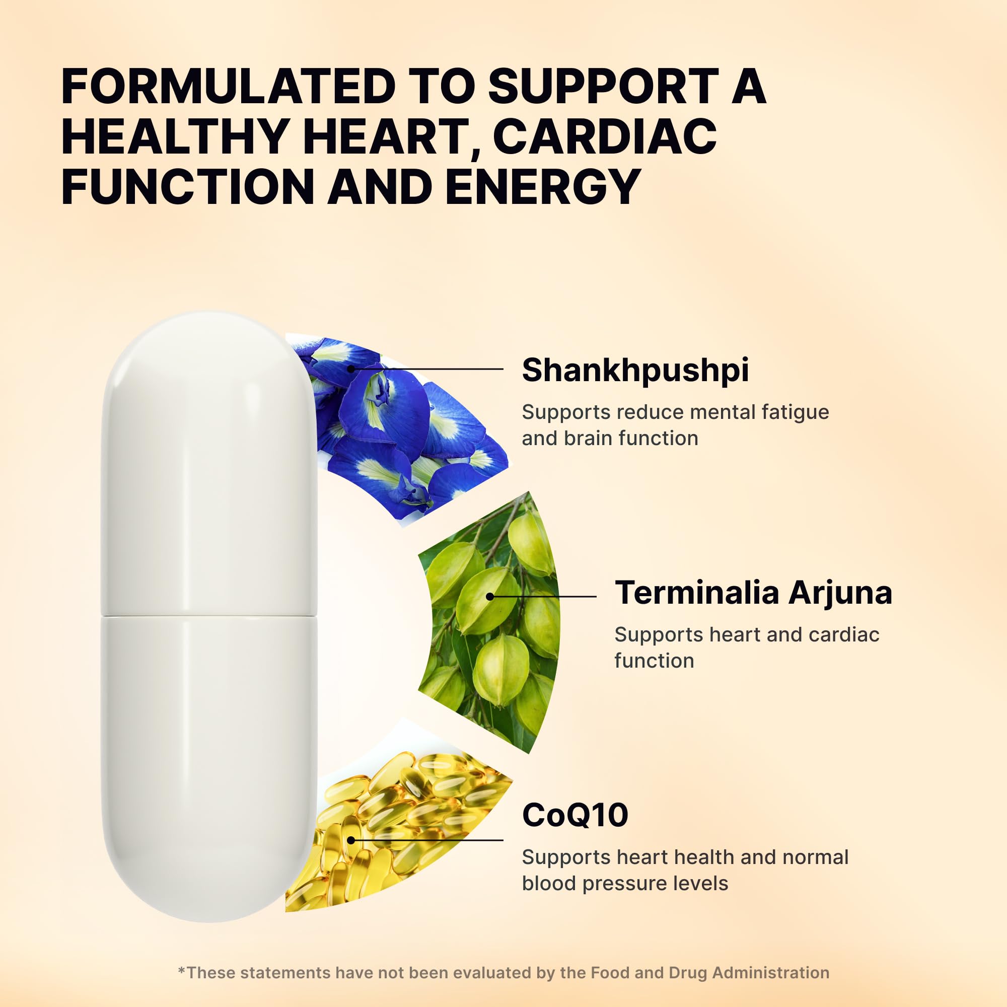 Nature's Pure Blend CoQ10 Supplement capsules on a wooden surface